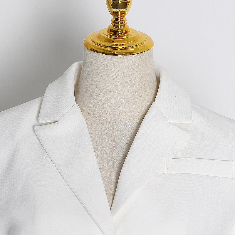 TWOTWINSTYLE белый лоскутный элегантный блейзер для женщин зубчатый длинный рукав