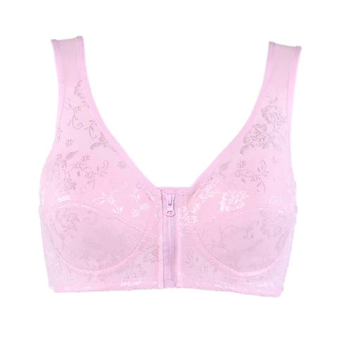 Women Bra Spring Summer Seamless Sexy Lace Front Zipper Bra Push Up Underwear Female Plus Size Wire Free Small Chest Bra