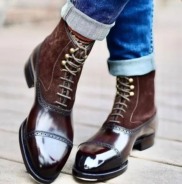 

Men PU Leather Fashion Shoes Low Heel Fringe Shoes Dress Shoes Brogue Shoes Spring Boots Vintage Classic Male Casual TV067