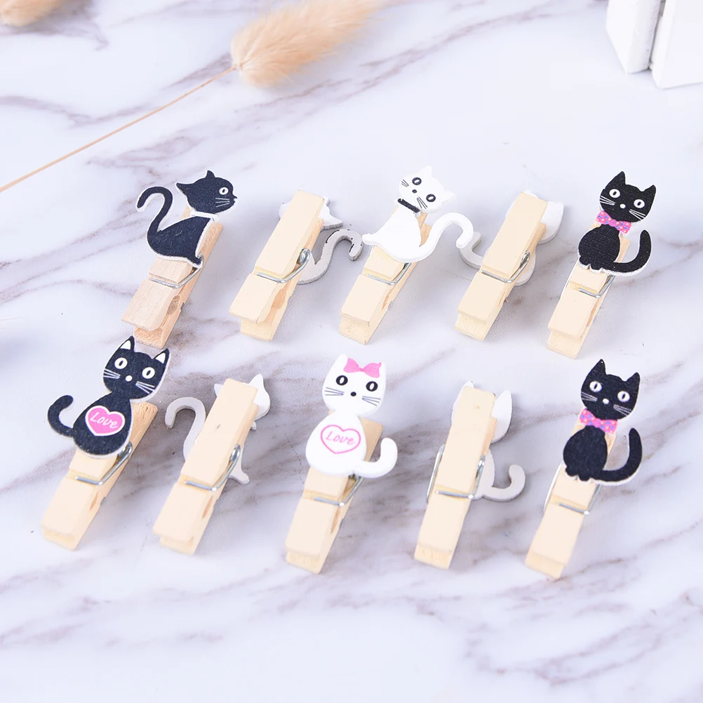 

10 шт./лот Kawaii деревянные зажимы в виде японской кошки с пеньковой веревкой мини-зажим для бумаги в сумке инструменты для творчества
