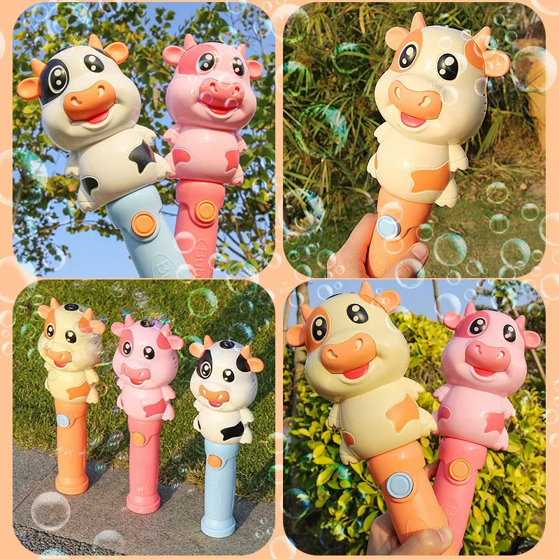 

Cute Cartoon Cow Animals Soap Bubble Machine Electric Light Music Kids Automatic Bubble Blower Children Baby Outdoor Toy