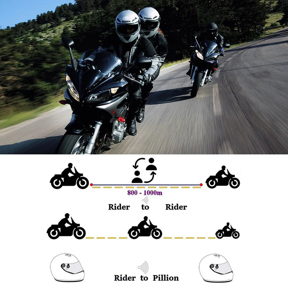 Bluetooth гарнитура для мотоциклетного шлема водонепроницаемая с микрофоном