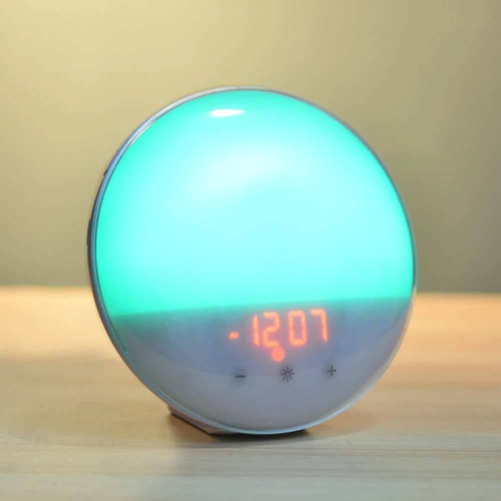 

Digital Alarm Clock Wake Up Light Table LED Lamp Electronic Clock Sunrise Sunset Alarm Snooze Clocks FM Radio Desk Stand
