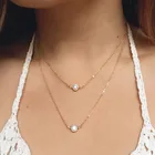 Ожерелье-чокер женское, золотистоесеребристое, с подвеской в виде сердца, листа, звезды, Луны, жемчуга, 2019