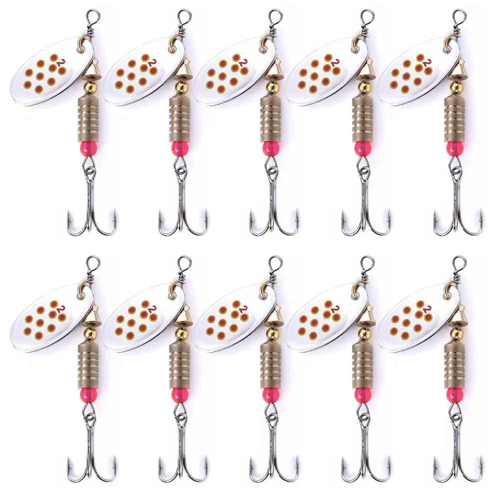 

10PCS Carbon Steel Hooks Hard Metal Spoon Trolling Blade Sequins Spinner Bait Wobbler Fishing Lure Tackles Sets