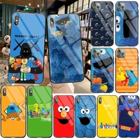 cute cartoon sesame street cookie elmo phone cover tempered glass for iphone 11 pro xr xs max 8 x 7 6s 6 plus se 2020 case
