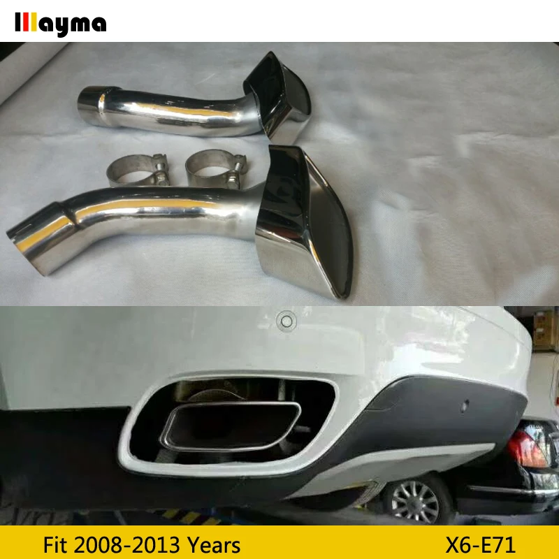 Наконечники выхлопной трубы с квадратным хвостом для BMW X6 35i xDrive 2008-2013 года, E71, глушители из нержавеющей стали