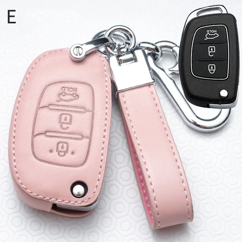 

Кожаный чехол для автомобильного ключа с дистанционным управлением для Hyundai ix25 ix35 i10 i20 i30 Tucson Sonata Santa Fe Sport Elantra Creta Verna Ring