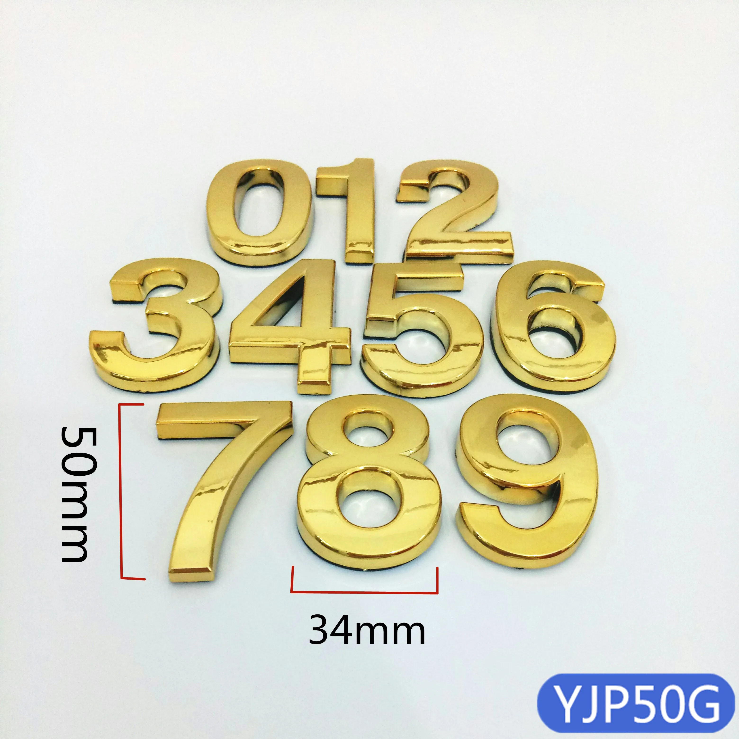 

50mm golden yellow color door number of ABS Plastic Material 20pcs/Lot