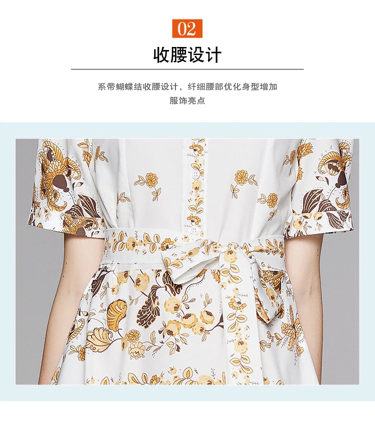 

2020 Short Sleeve Summer Empire Knee Length Dress Fashion Elegant Office Lady Woman A Line Dress Europe and America Style Print