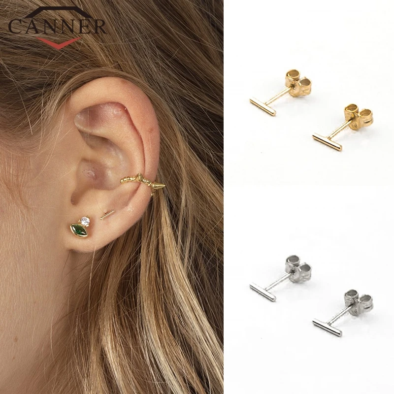 

Simple 925 Sterling Silver Stud Earrings for Women INS Gold Silver Color Studs Fashion Earrings Jewelry
