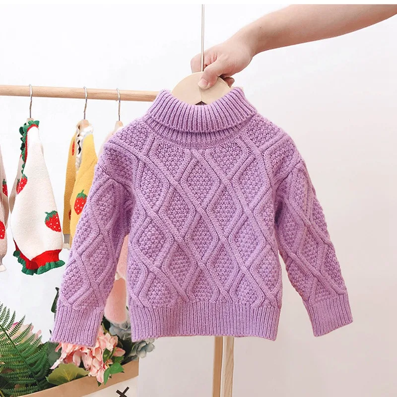 2019 модные осень зима свитер с высоким воротником для девочек леггинсы маленьких