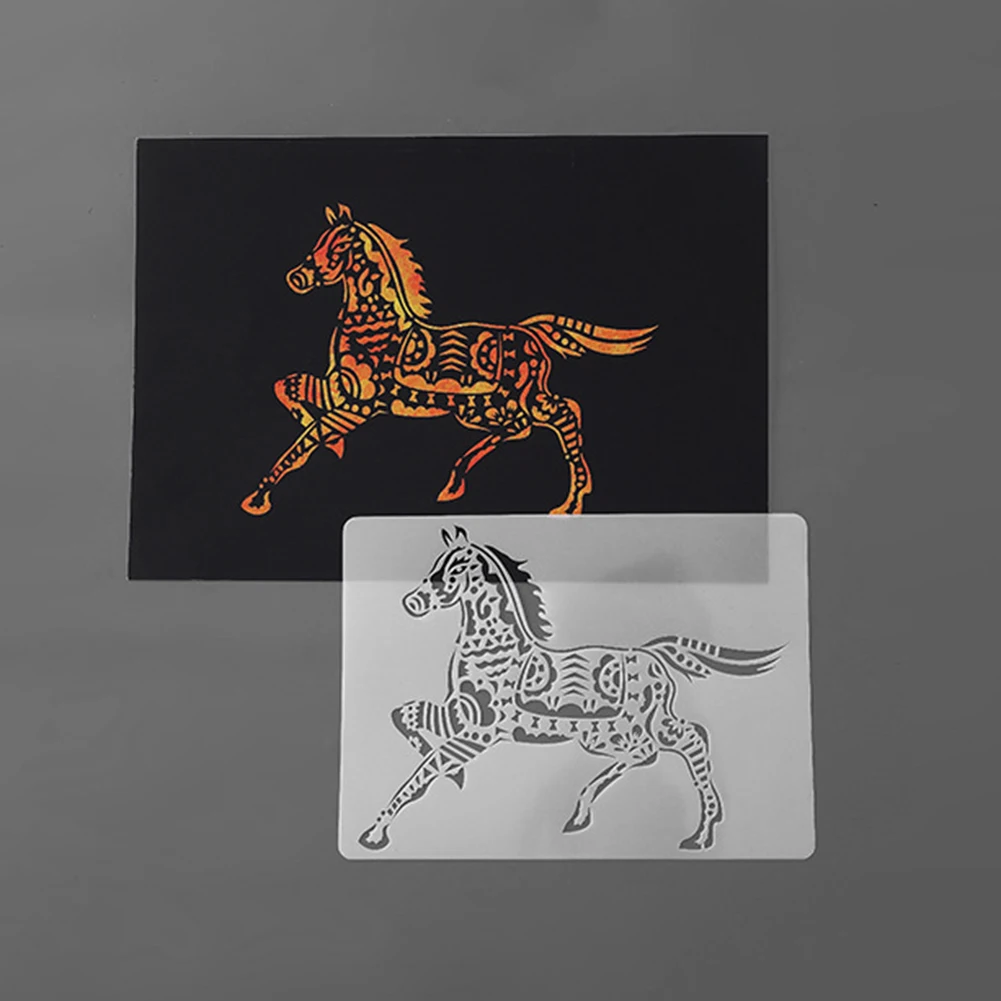 

Animals Scratch Painting Template DIY Scrapbooking Album Stencil Lace Ruler Hollow Out Stencil Stationery Children drawing paper