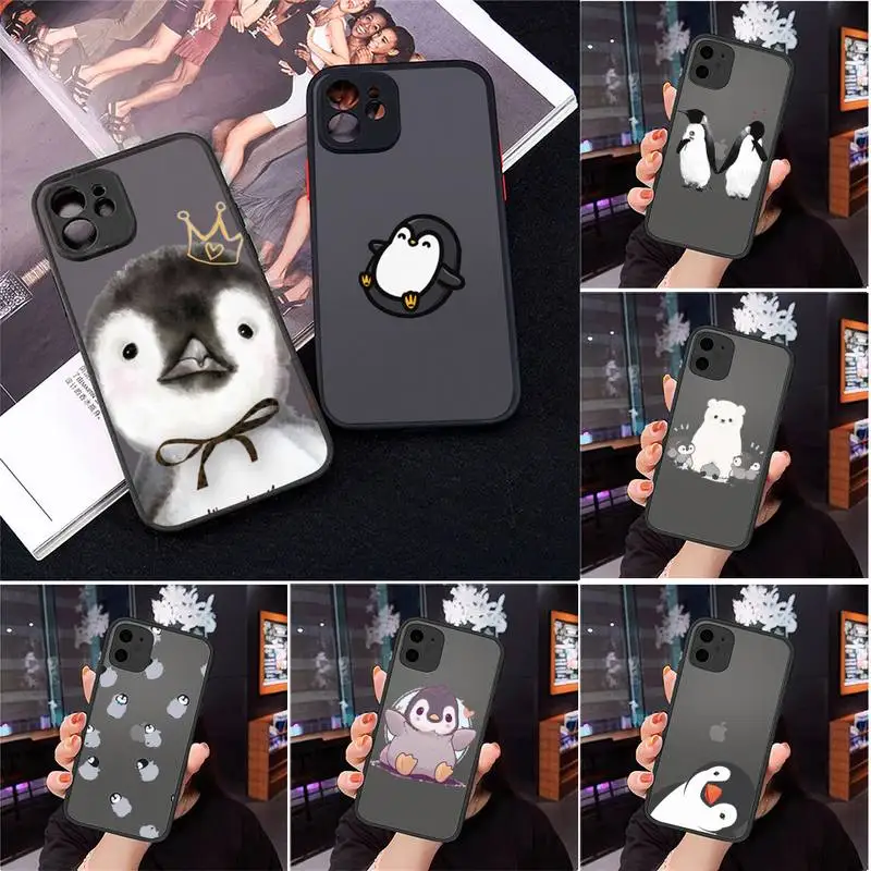 

Lovely Penguin Polar Bear Phone Case matte transparent For iphone 7 8 11 12 13 plus mini x xs xr pro max cover