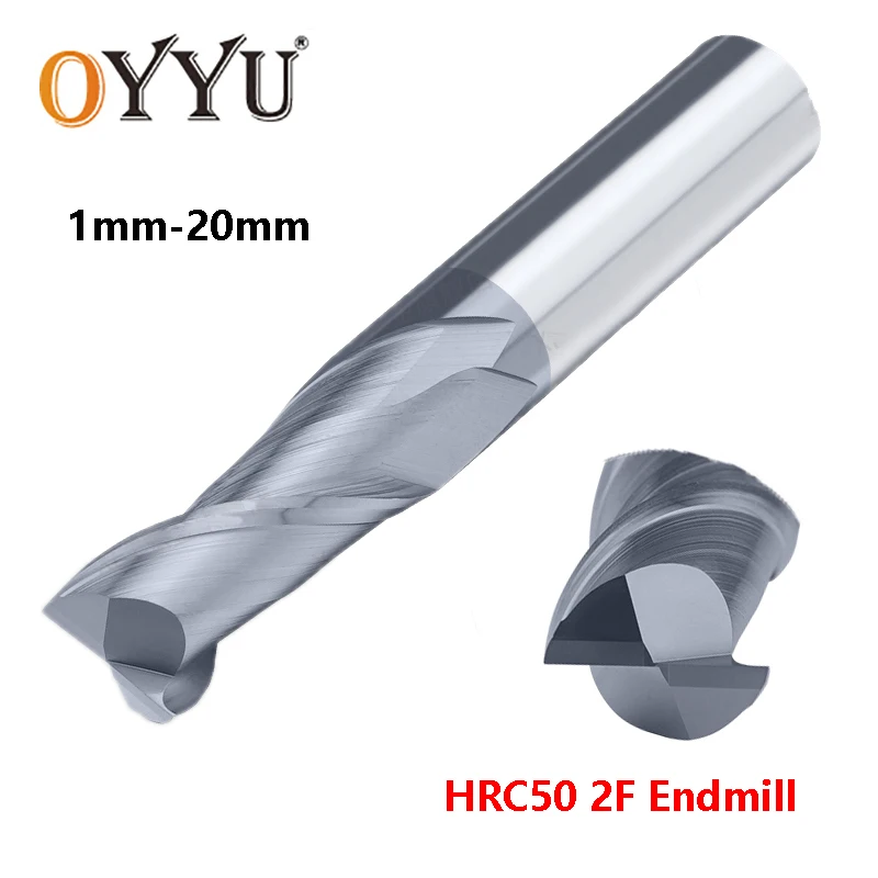 

OYYU 2 Flute HRC50 Solid Carbide End Mills Tungsten Steel CNC Cutting Milling Cutter Drilling Machine 1-20mm 3mm 4mm 6mm Endmill