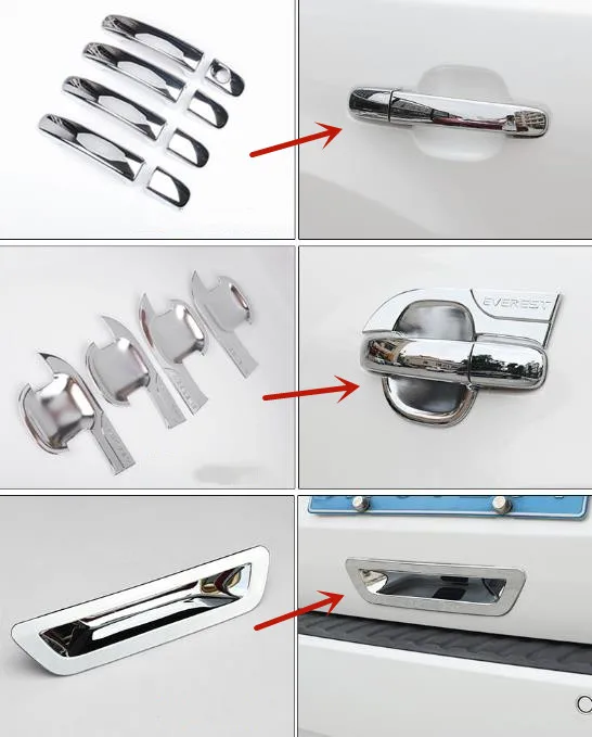 

Хромированная дверная ручка из АБС-пластика для Ford EVEREST 2015-2019, декоративные наклейки для двери, защита от царапин, автомобильные аксессуары