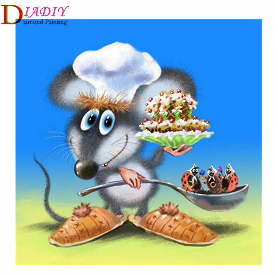 

Алмазная мозаика 5D «сделай сам», картина из квадратных страз с изображением котенка-мыши, принцессы, вышивка крестиком, домашние подарки, Де...