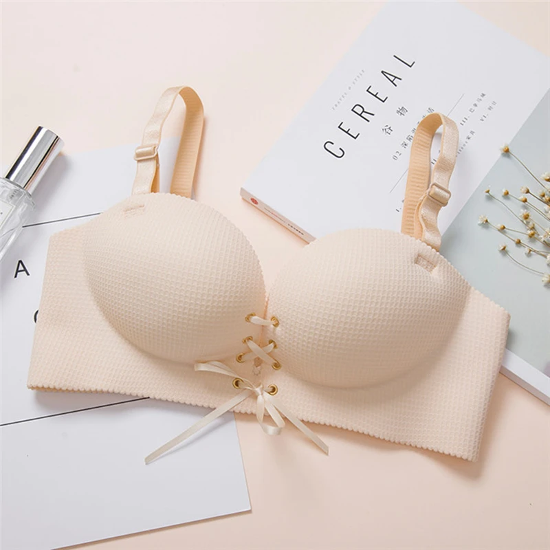 Женский бюстгальтер пуш ап бесшовный без косточек со съемным плечевым ремнем