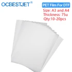 A3 и A4 DTF Film 75u ПЭТ пленка для переноса изображения для прямой передачи пленки для DTF чернильная печать ПЭТ пленка печать и перенос