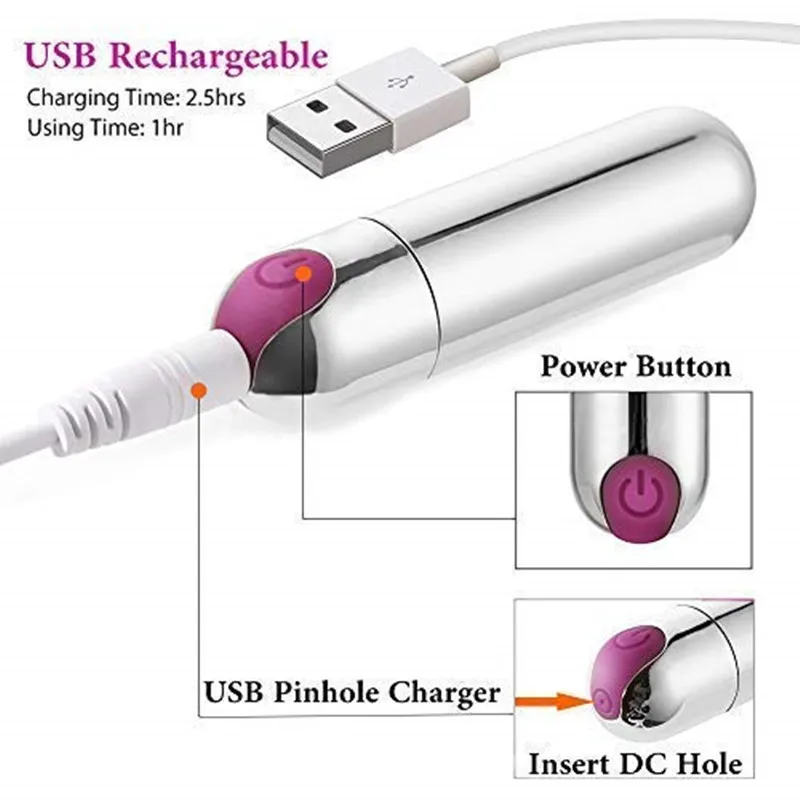 Пули вибратор 10 Скорость G-spot Стимулятор клитора Анальный фаллоимитатор USB
