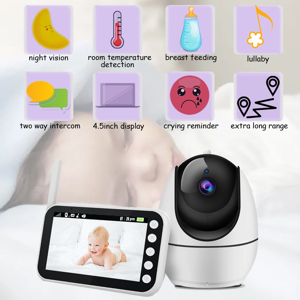 

Baby Monitor with Camera Electronic Record Nanny Wireless Video Color Surveillance Sicurity 2 Way Talk Temperature Monitoring