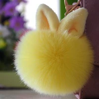 soft rabbit key chain 2021 ear faux fur pompom ball phone bag hanging pendant handbag keychain fluffy bag charms bunny pendants
