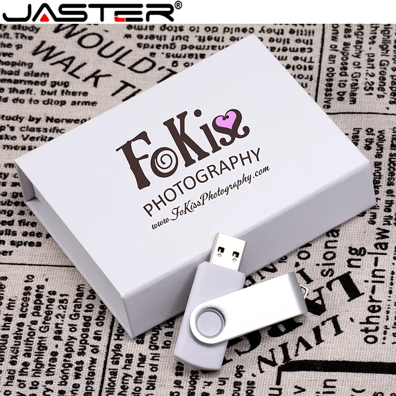 

JASTER Custom logo Pen drive black White rotate USB 2.0 4GB/128GB version Flash Drive Memory Stick (Nice items for business)