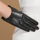 Женские зимние перчатки из натуральной козьей кожи, с бантом