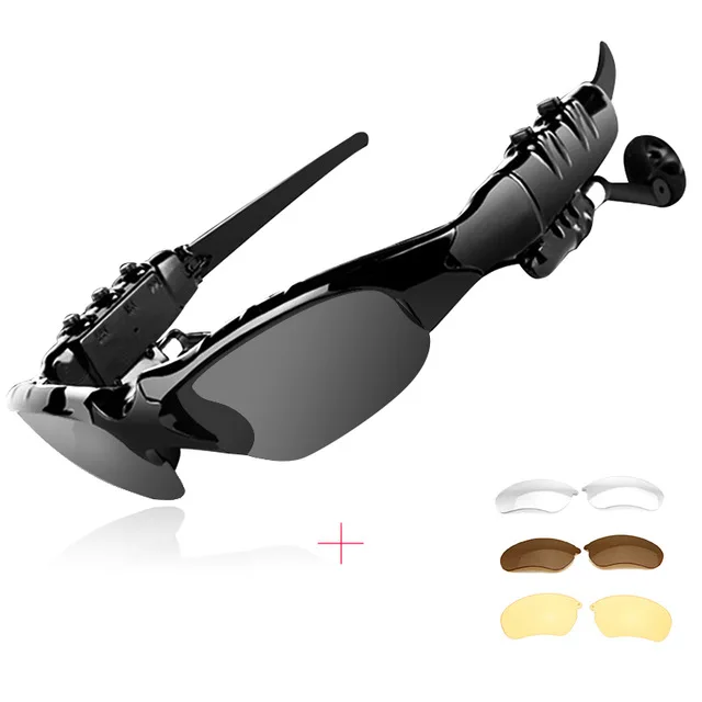 Black glass 3 lenses Уличные очки, Bluetooth, солнцезащитные очки, наушники, стерео, беспроводные, спортивные, для верховой езды, песня, вызов, наушники, наушники для xiomi xiami sony - Цвет: Black glass 3 lenses