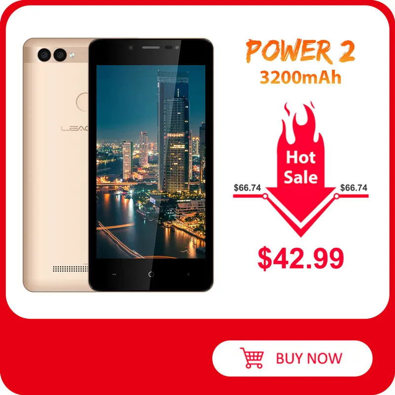 Смартфон LEAGOO POWER 2 ГБ+16 ГБ двойная камера 3200 мАч Android 8.1 MT6580A четыре ядра 5 дюймовый