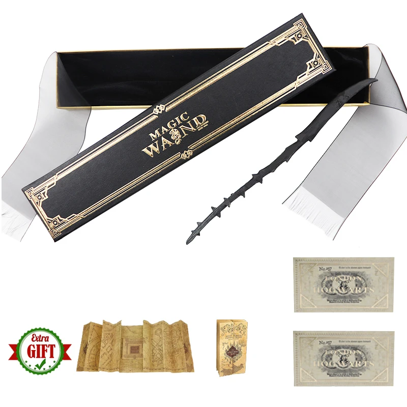 

10Kinds Metal Iron Core Grindelwald Magic Wand Dumbledore Magical Sticks Tickets and Map As Gift Elegant Ribbon Gift Box Packing