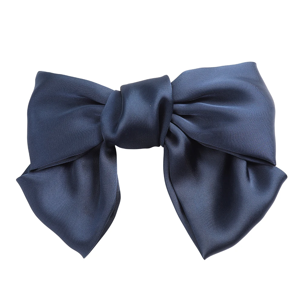 clip navy Haimeikang, большой бант для волос, заколки для волос, атлас, два слоя, Бабочка, бант, Шпилька для девушек, аксессуары для волос для женщин, Шпилька-бант - Цвет: clip navy