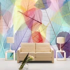Самоклеящиеся обои на заказ, современные абстрактные настенные водонепроницаемые фоновые рисунки с цветными листьями для гостиной, телевизора, дивана
