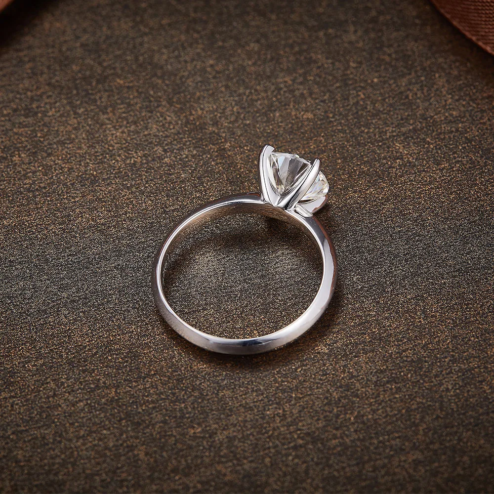 NiceGems 14k white gold 4-Prong Comfort Fit Moissanite Engagement Ring D Color center 1ct or 1.2ct 2ct knive 2mm width ring | Украшения и