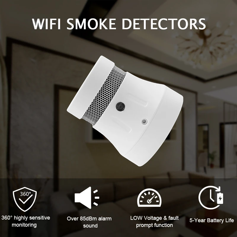 CPVan 5 шт. Wi Fi пожарная сигнализация Tuya подключение через приложение Беспроводной