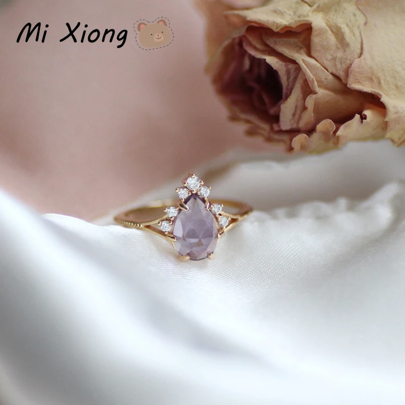 

Mi Xiong 925 Sterling Silver Rings for Women's Engagement Geometric Diamond Reflective Luxury Jewelry Wedding Gift Charm Classic