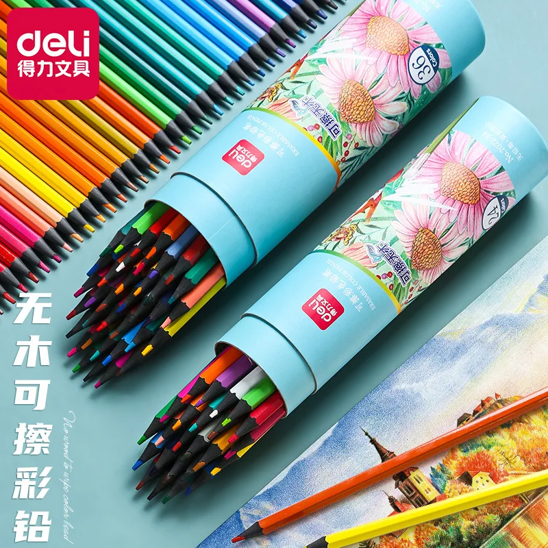 

Deli Colored Pencil with Eraser Professional Sketch Drawing Doodle Pencil Set Creative Art Stationery Student School Supplies