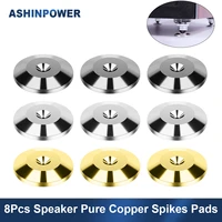 8pcs speaker pure copper spikes pads hifi speaker box isolation floor stand feet cone base shoes pad black sliver accessories