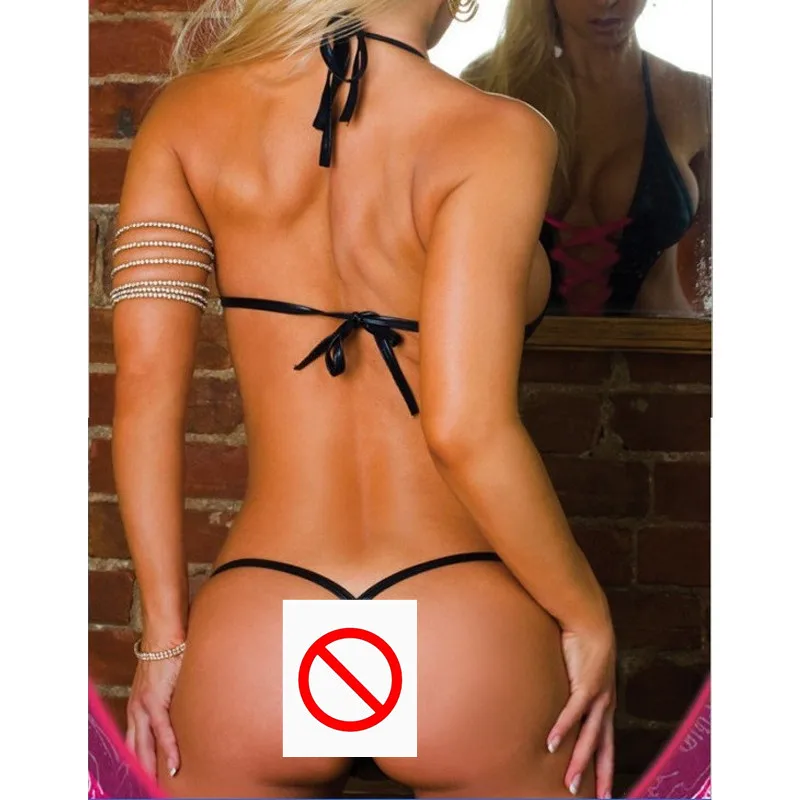 

Women's Sexy Lace Up Leather Lingerie Bodysuit Leopard Patchwork Underwear Hollow Out Erotic Nightwear Training Pants Suit