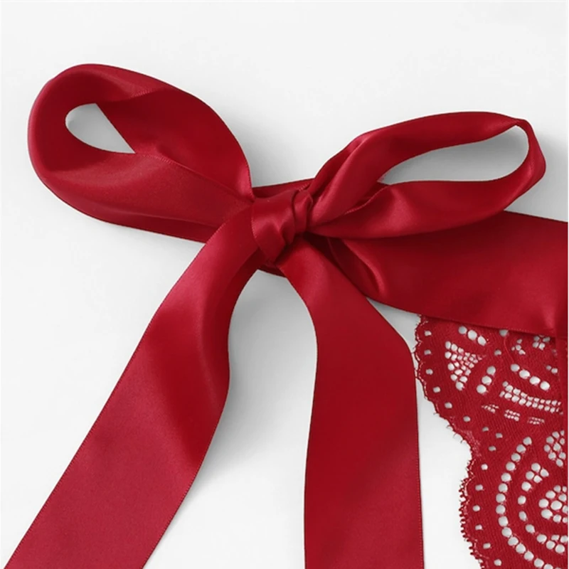 Женское эластичное мини-платье сексуальное нижнее белье с кружевным бантом