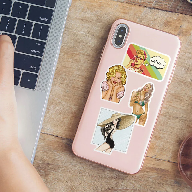 103050pcs retro pop style girl art stickers car guitar motorcycle luggage phone bike suitcase diy classic toy cool sticker free global shipping