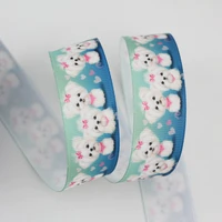 lovely puppydog printed grosgrain ribbon 9 75mm diy handmade materials hair accessorie wedding gift wrap tape ribbons