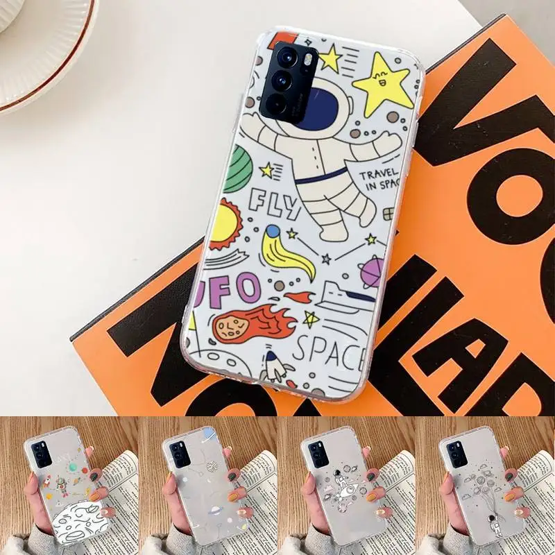 

Star Astronaut Phone Case Transparent For oppo Realme FIND V X Q 2 3 5 7 11 50 GT Q2 PRO PLUS moible bag