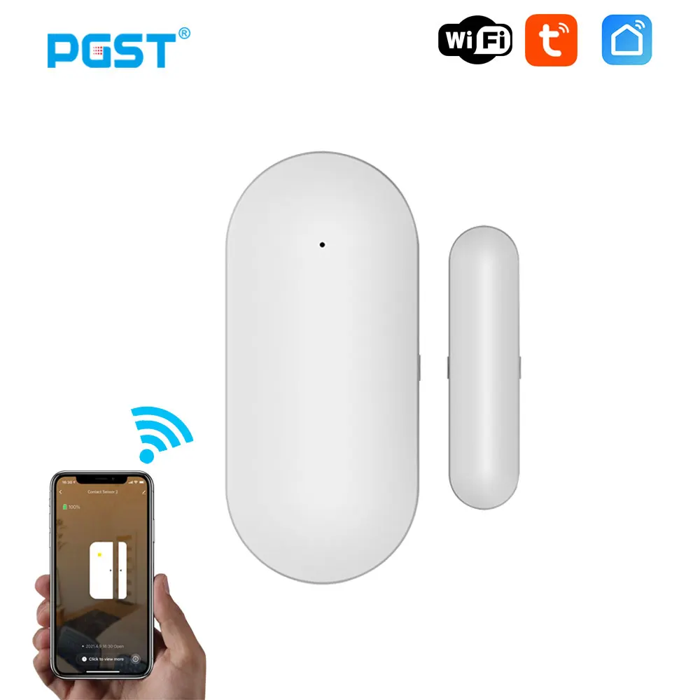 WiFi датчик для двери PGST PB69 Tuya Smart Home, детектор окон с уведомлениями через приложение, система охранной сигнализации - изображение
