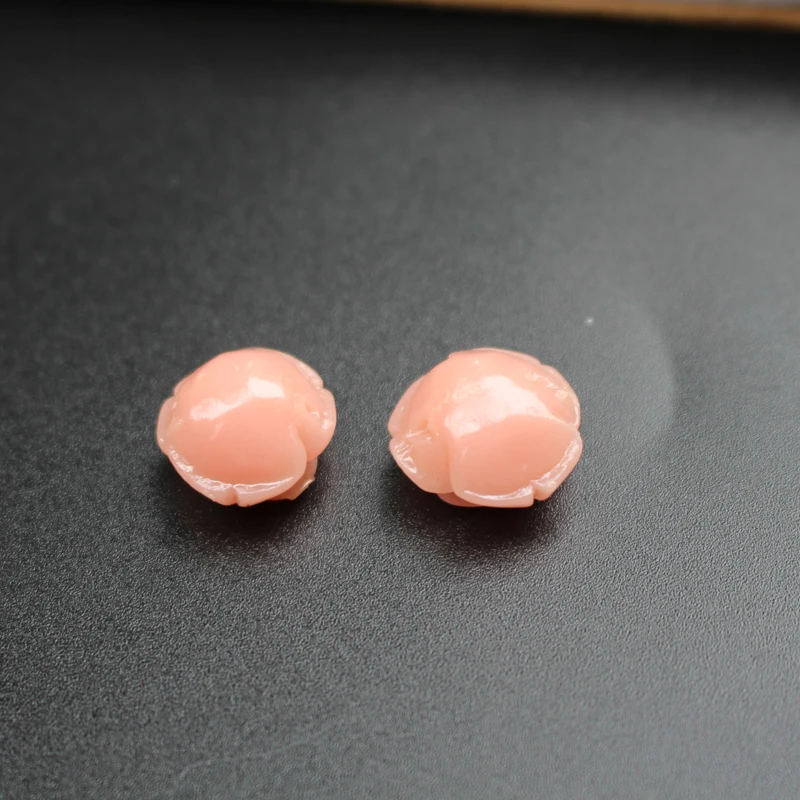 

10Pcs Light Coral color 12mm 15mm Artificial Coral Rose flower Beads for Jewelry making DIY Accessories Grossy Through hole