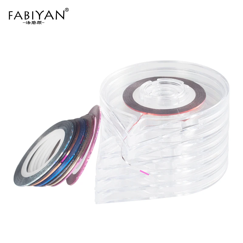 6 layer case 10 Roll 20 шт многоцветные рулонные полосы полосовая лента линия обертывание наклейки Советы украшения DIY Дизайн ногтей маникюр профессиональный набор случайный цвет - Цвет: 6 layer case 10 Roll