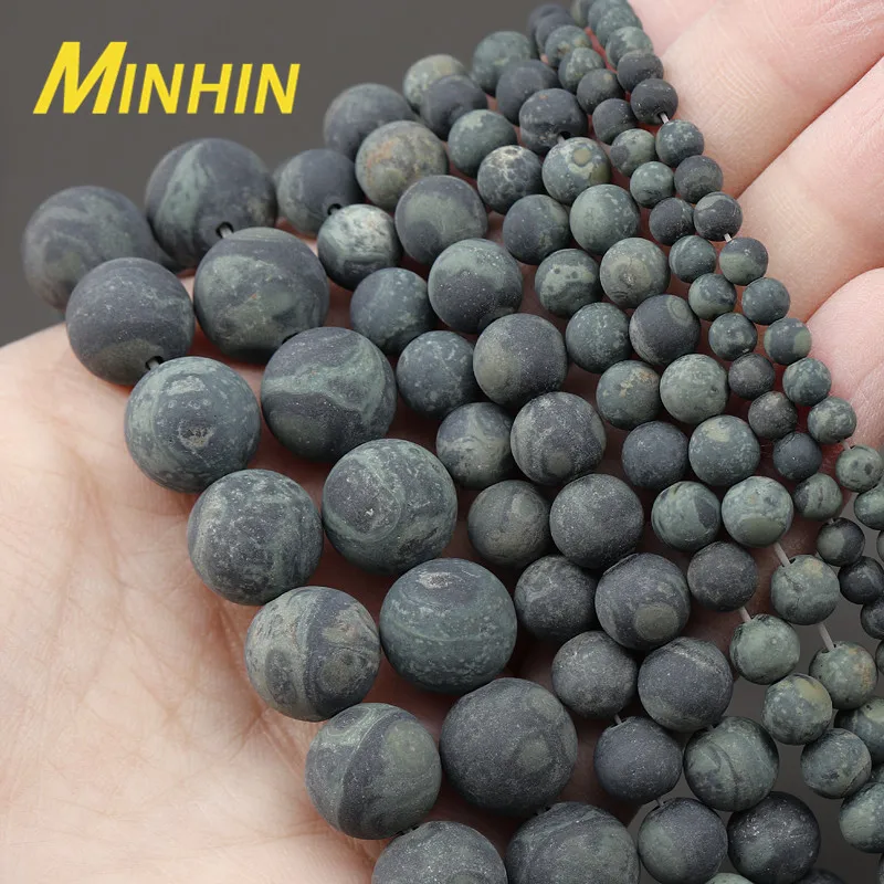 Темно-зеленые матовые бусины из натурального камня MINHIN, изготовление ювелирных изделий своими руками, круглые бусины-разделители россыпью для браслетов DIY, 4/6/8/10/12 мм