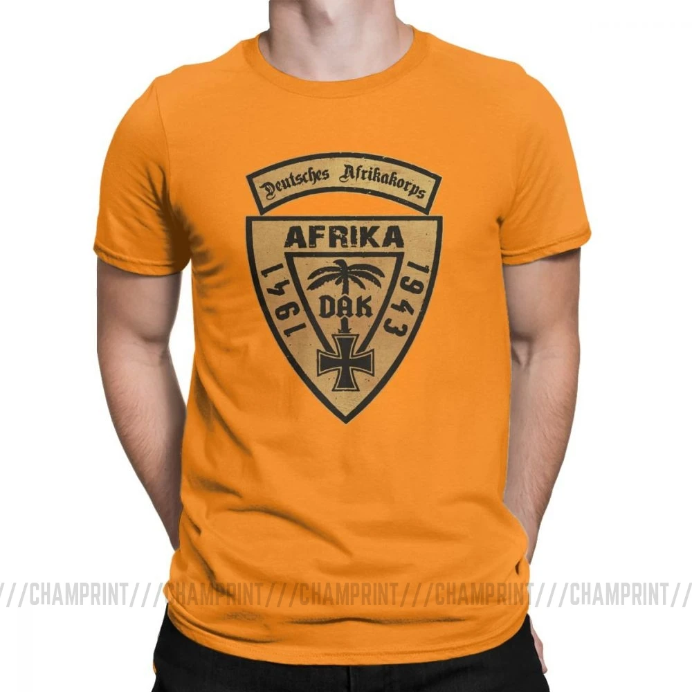 Мужская футболка для отдыха с круглым вырезом, хлопковая Футболка DAK Deutsches Africa 1941-43, футболки с графическим принтом - Цвет: Оранжевый