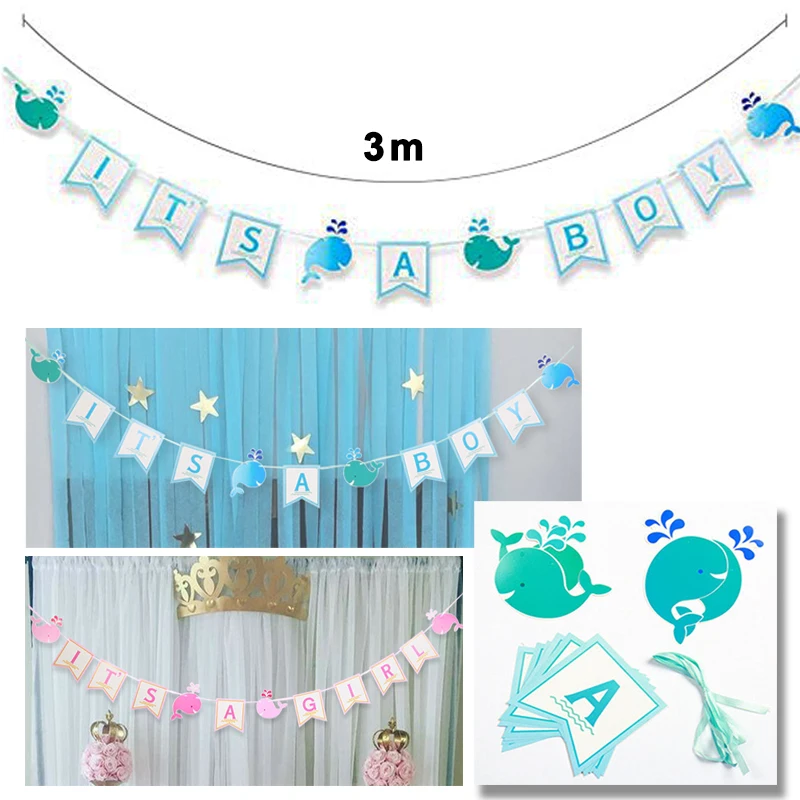 Это баннер для мальчиков и девочек в форме Кита день рождения детский душ