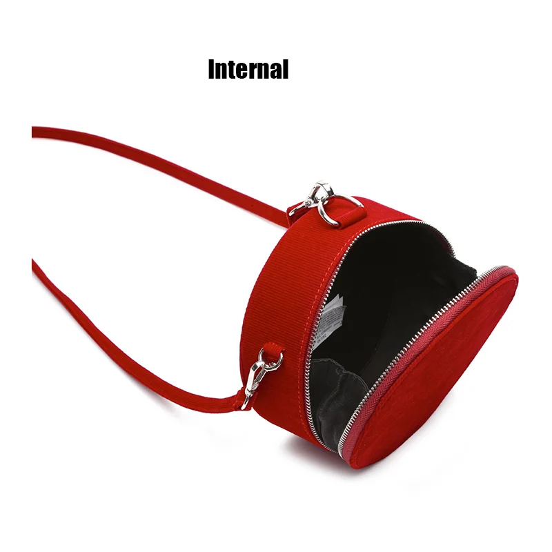 Новая модная женская сумка мини вельветовые сумки на молнии круглая плечо Lusury